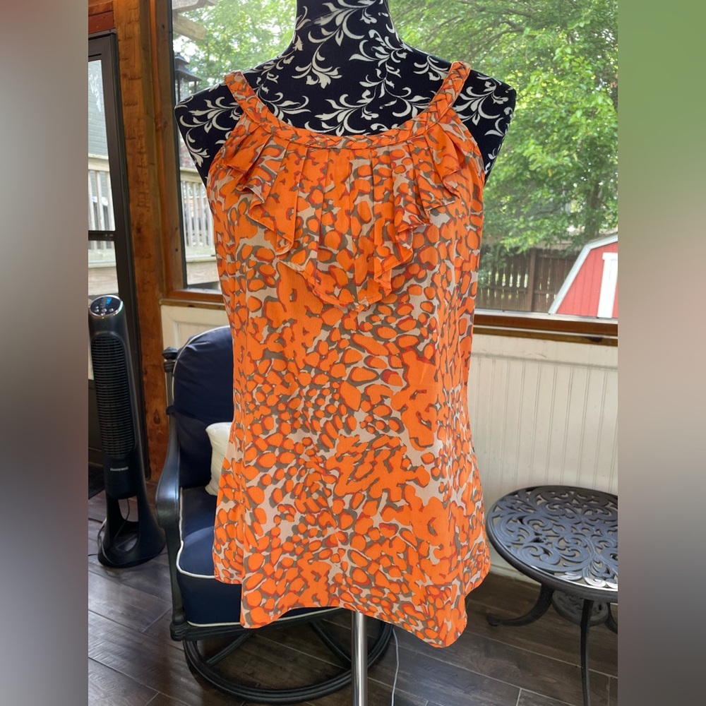 Banana Republic Orange and Cream Sleeveless Top